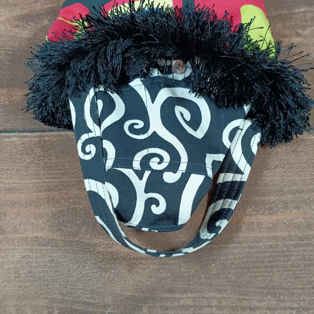 Bagolitas by Janice Retro Geometric Print Fringe Boho Hobo Shoulder Bag